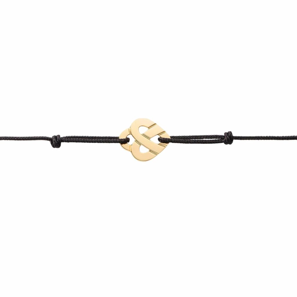 bracelet coeur entrelacé, cordon, or jaune