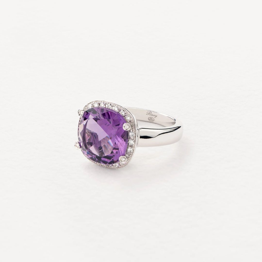 bague filles antik, améthyste, or blanc, t 54