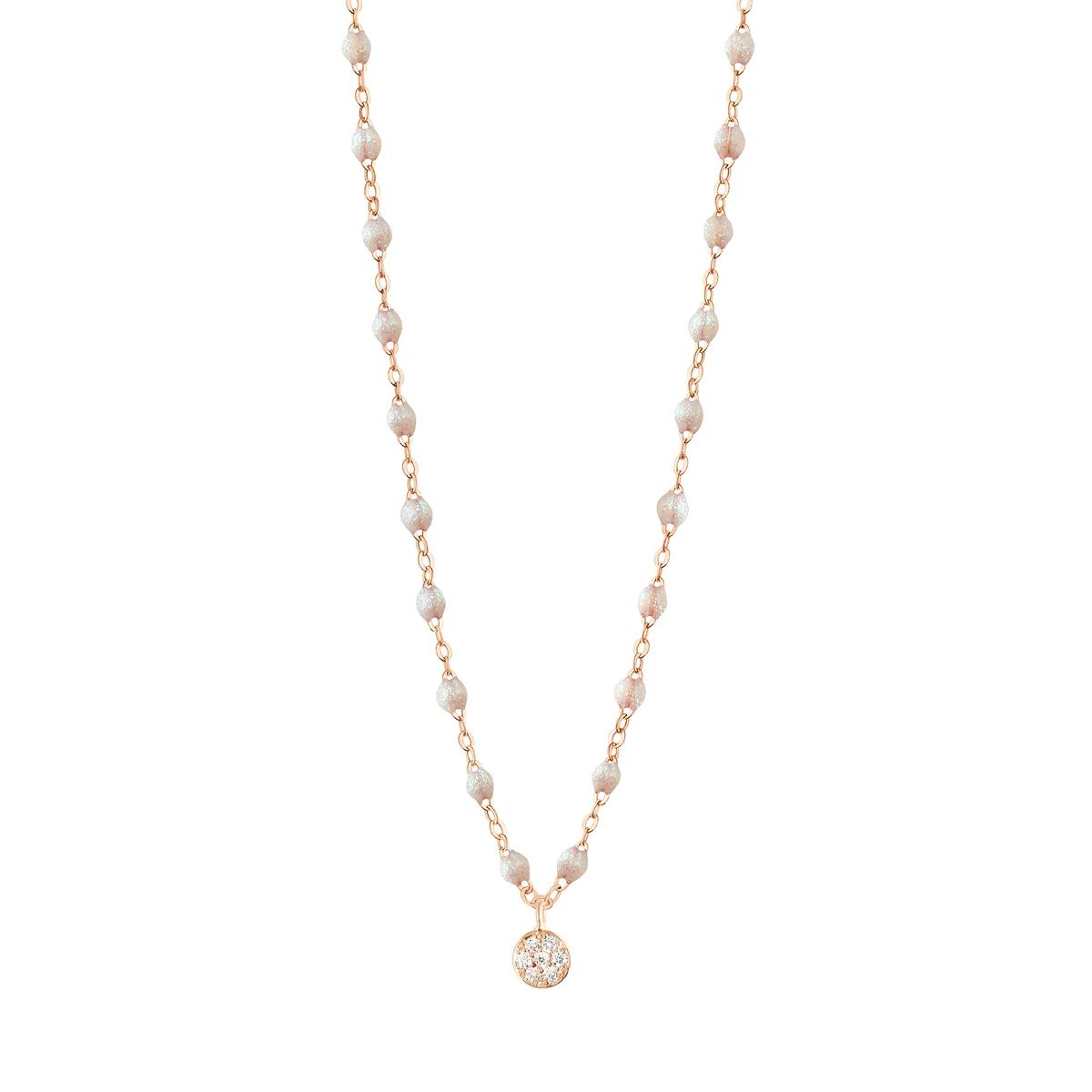collier opale puce, diamants, or rose, 42 cm