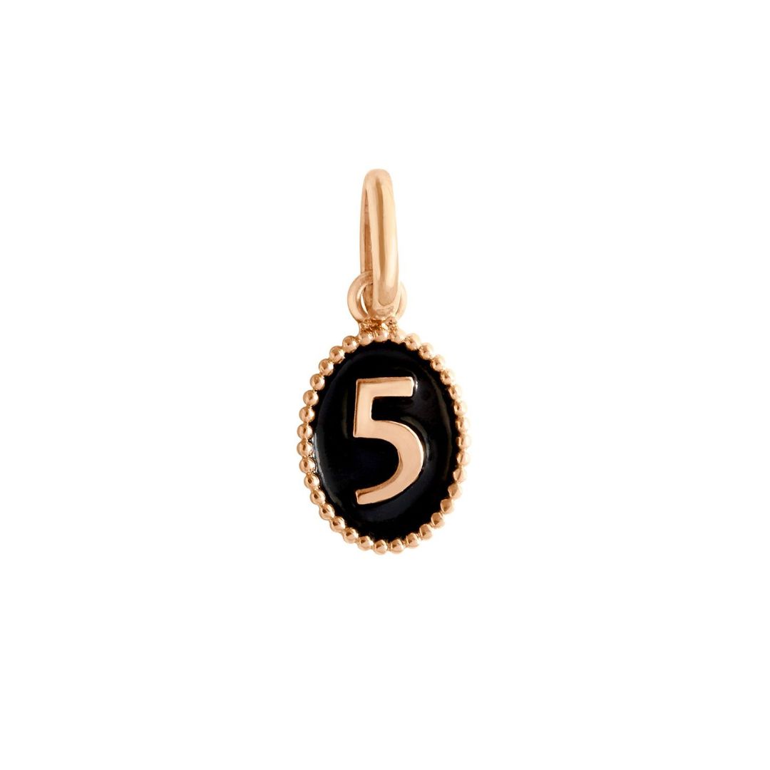 pendentif noir numéro 5, or rose