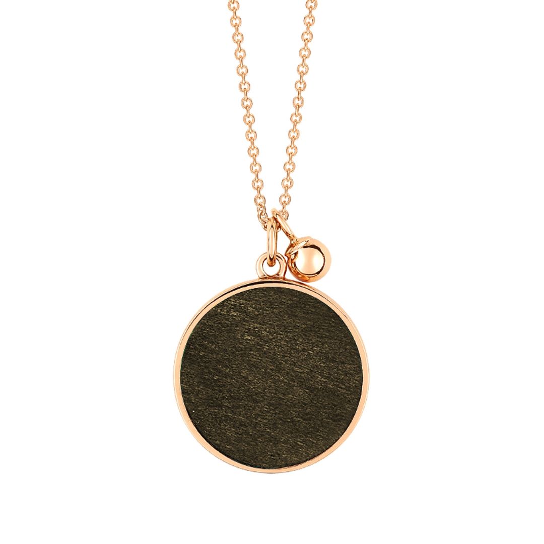collier ever disc obsidienne dorée, or rose