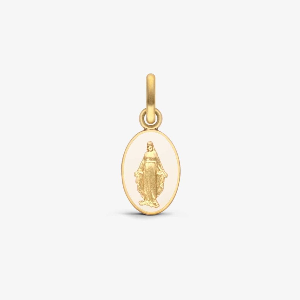 médaille vierge miraculeuse ivoire, or jaune