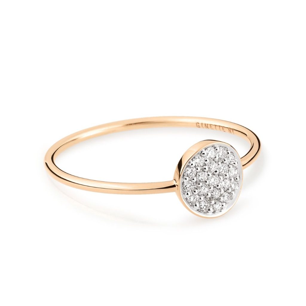 bague mini ever disc diamants, or rose, t 52