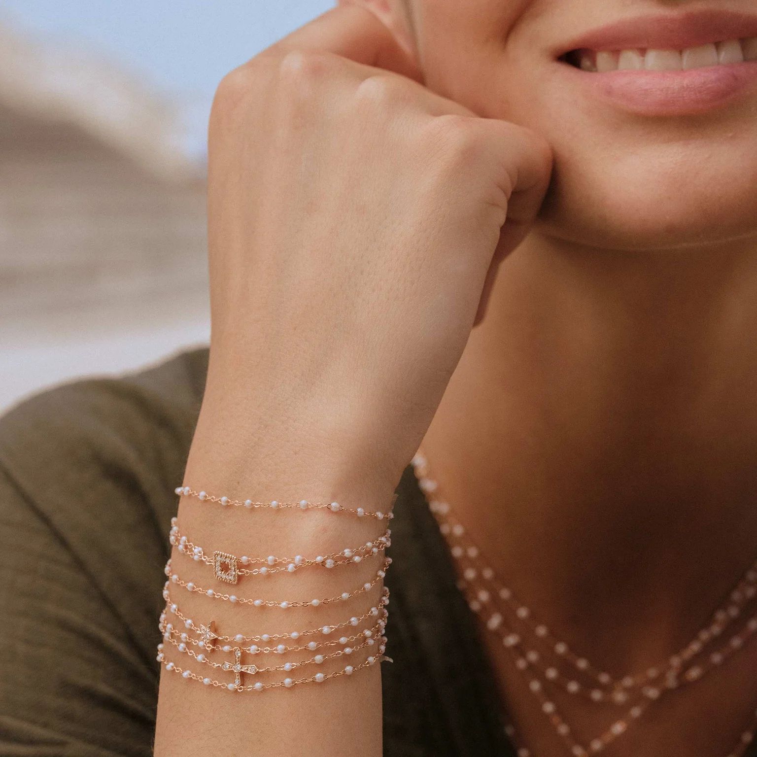 bracelet opale classique gigi, or rose, 17 cm