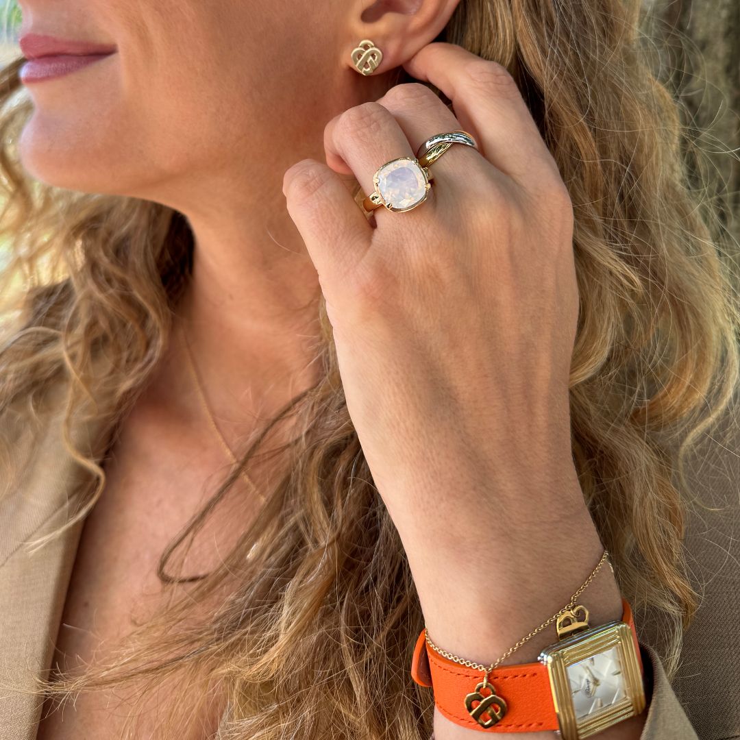 boucles d'oreilles cœur entrelacé, or jaune