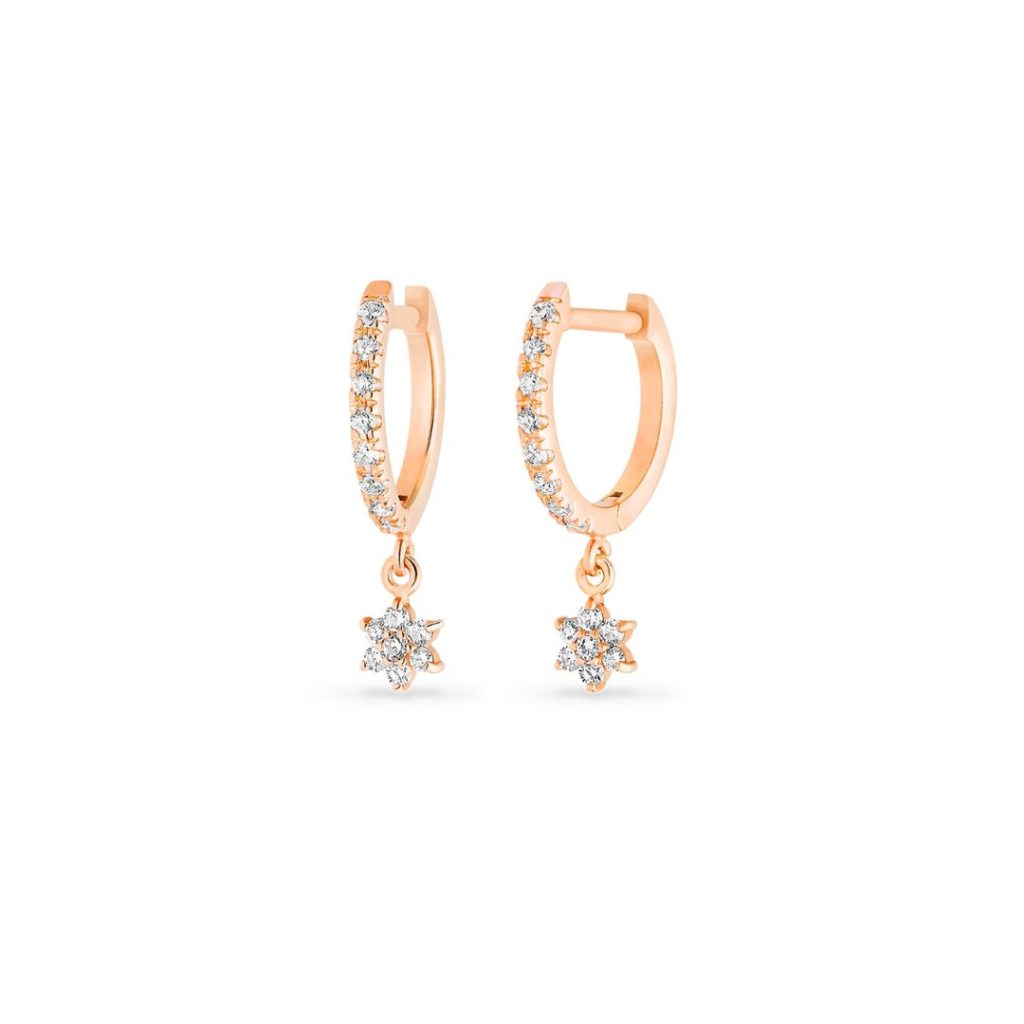 créoles be mine star diamants, or rose