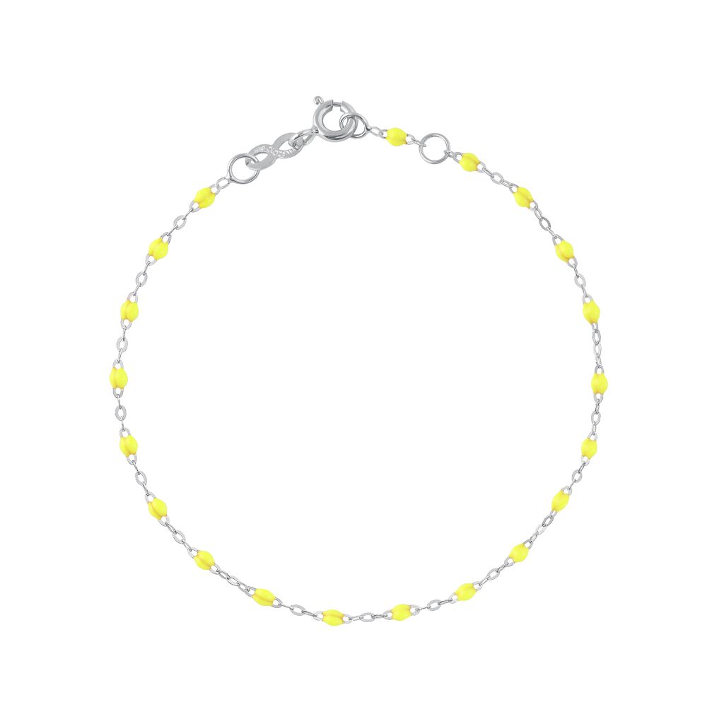 bracelet jaune fluo classique gigi, or blanc, 17 cm