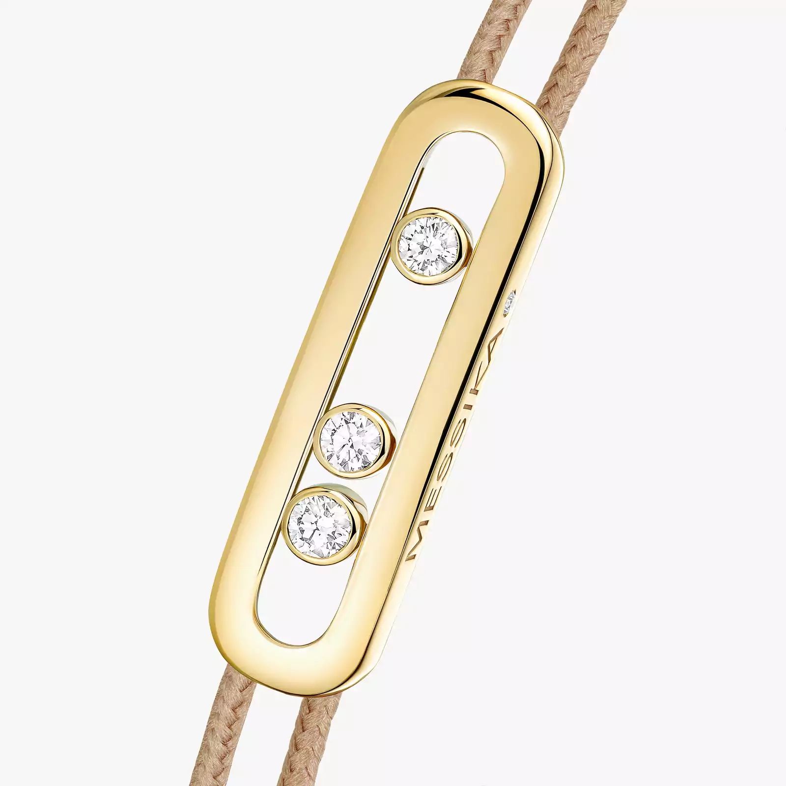 bracelet care(s) cordon beige, or jaune