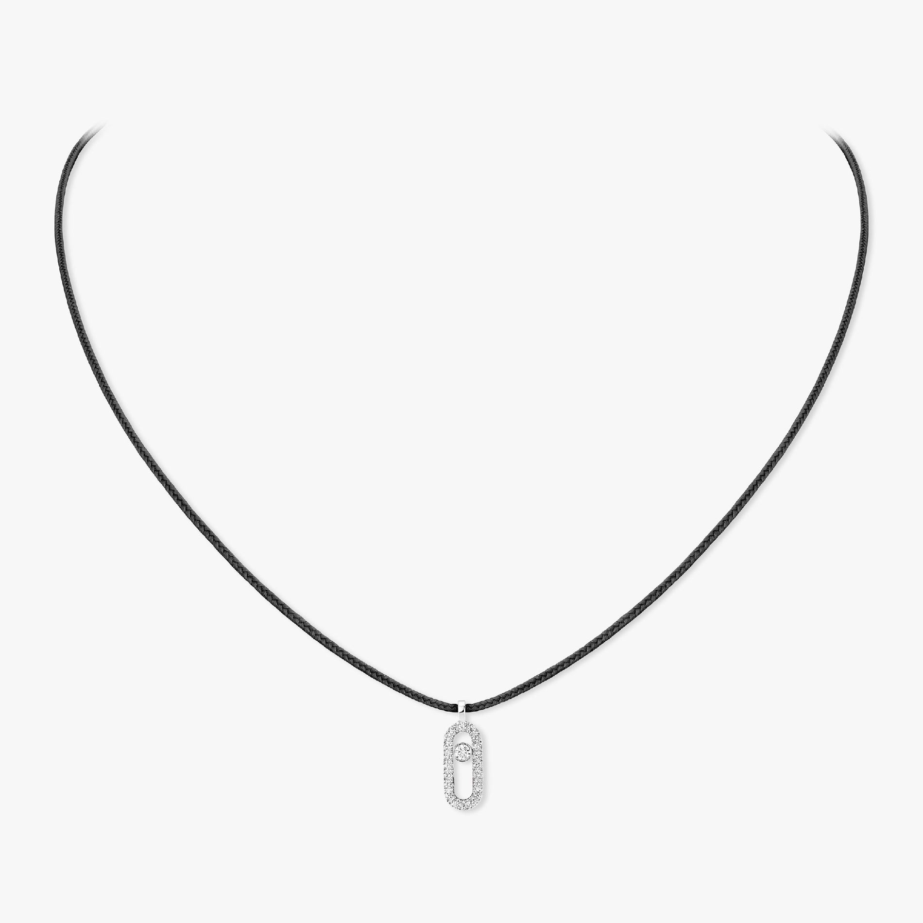 collier cordon messika care(s) noir pavé, or blanc