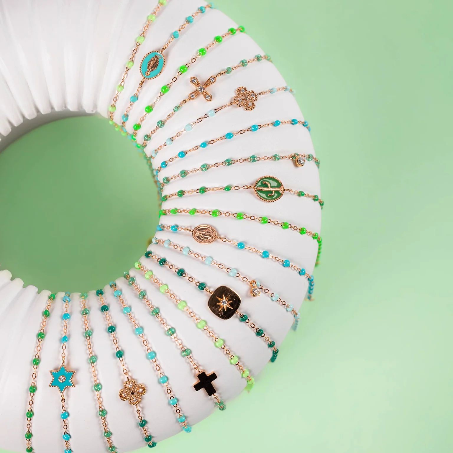 bracelet turquoise vert classique gigi, or rose, 15 cm