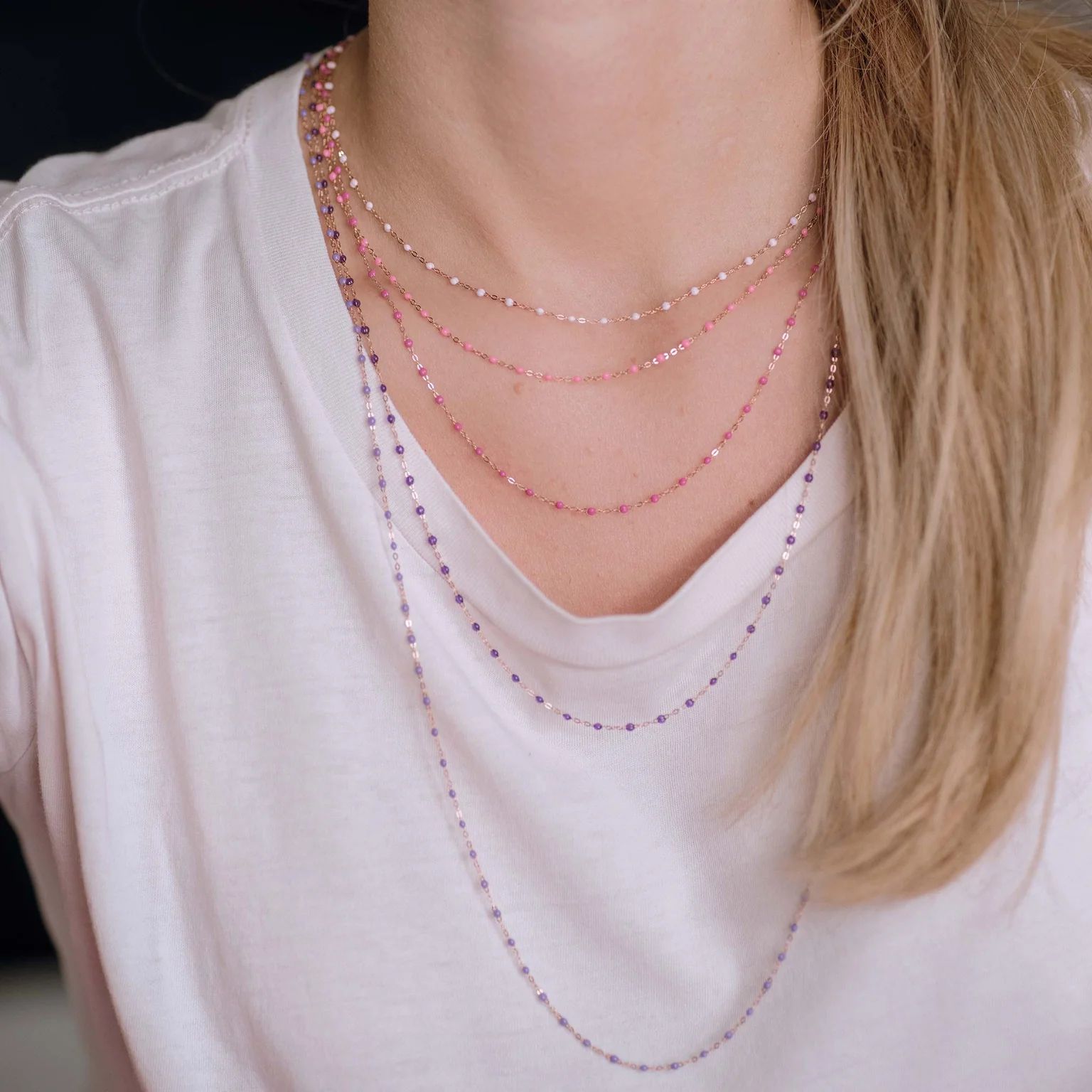 collier rose bébé classique gigi, or rose, 42 cm