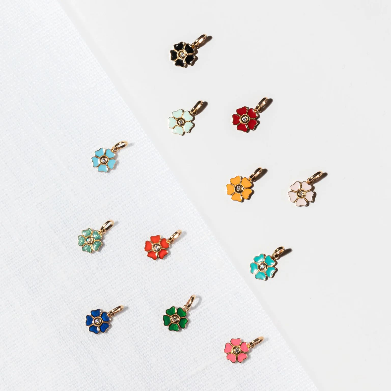 pendentif mandarine fleur, diamant, or rose