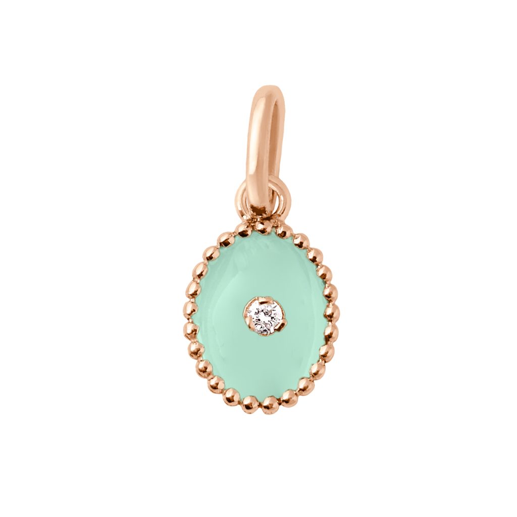 pendentif jade etoile du nord, diamant, or rose