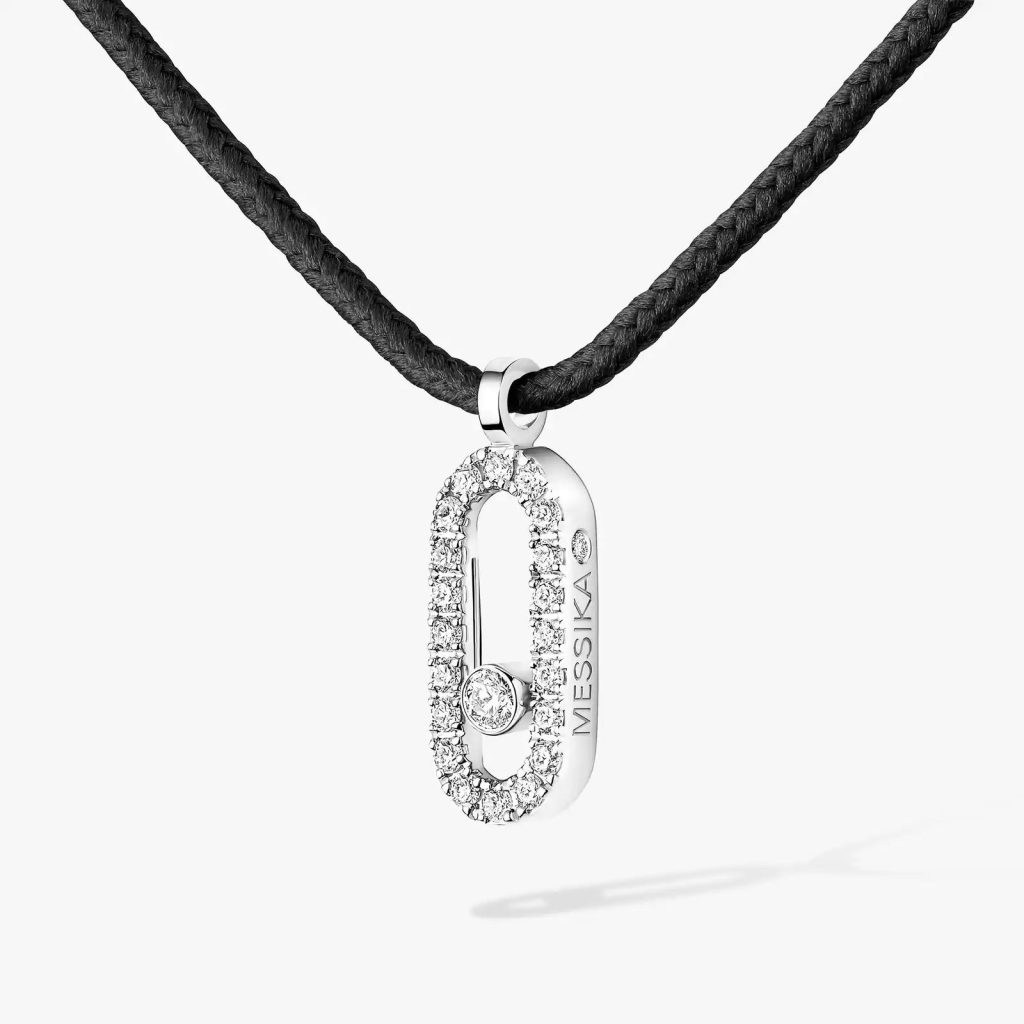 collier cordon messika care(s) noir pavé, or blanc