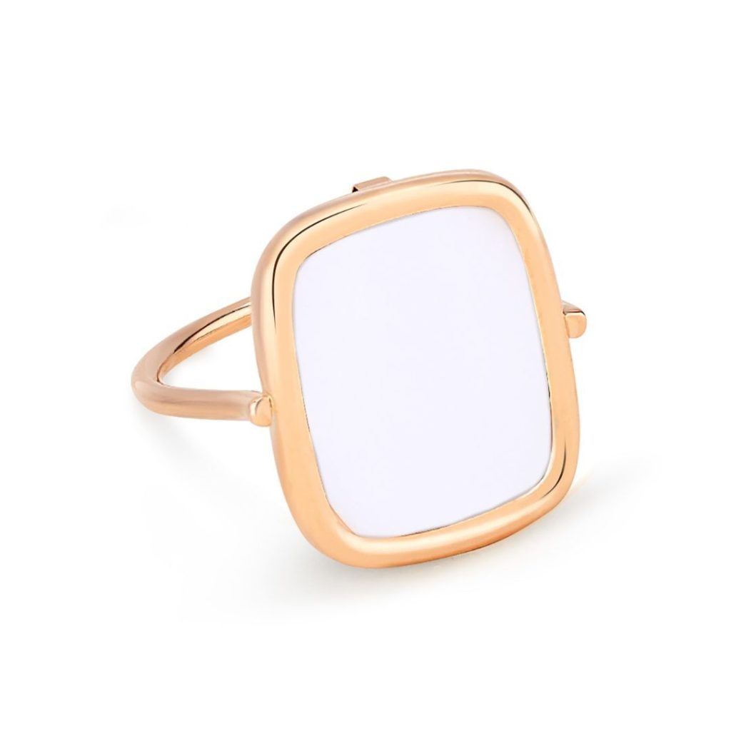 bague antique agate blanche, or rose, t 52
