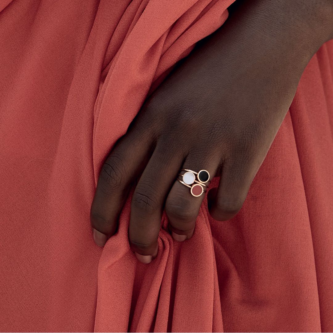 bague mini ever disc corail rouge, or rose, t 52
