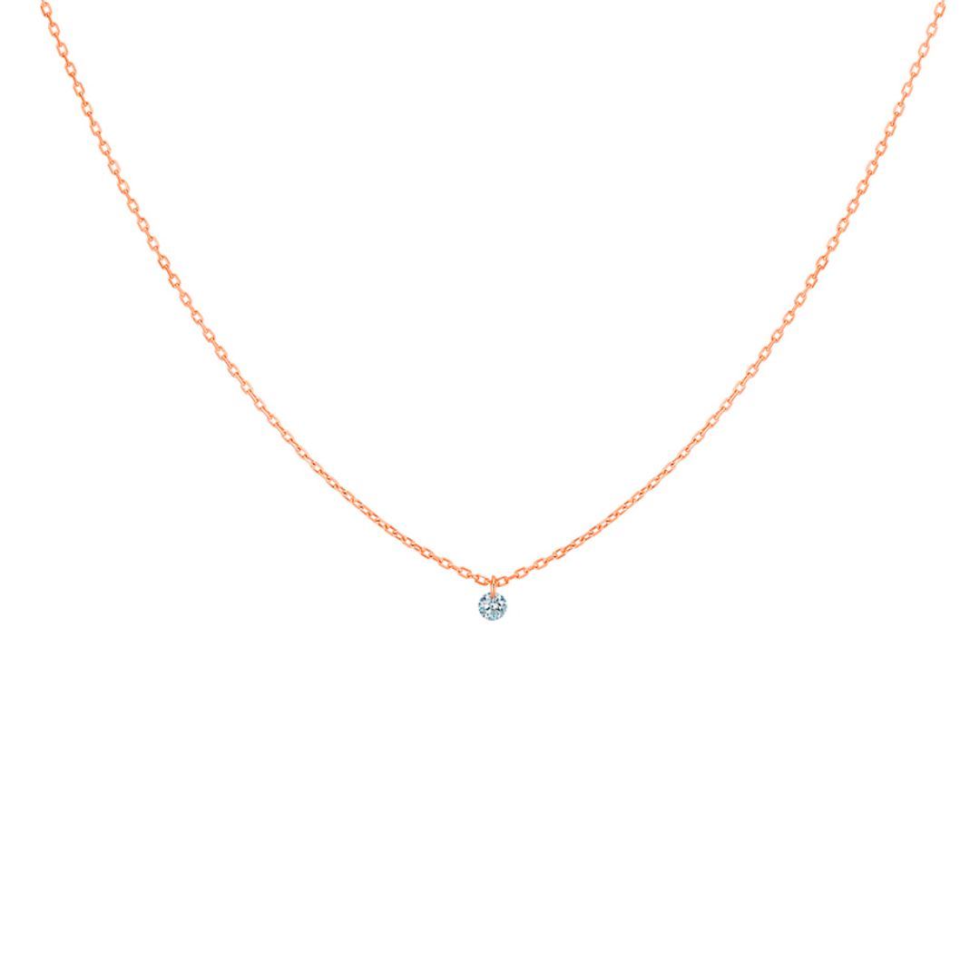 collier 360° 0.07ct diamant solitaire, or rose