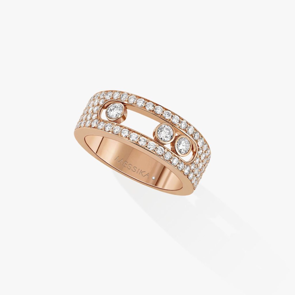 bague move joaillerie pavée pm, or rose, t 57