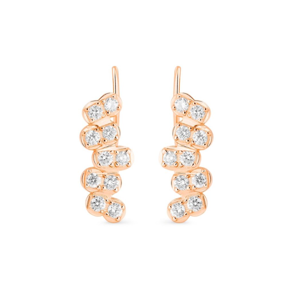 boucles d'oreilles be mine diamond strip, or rose