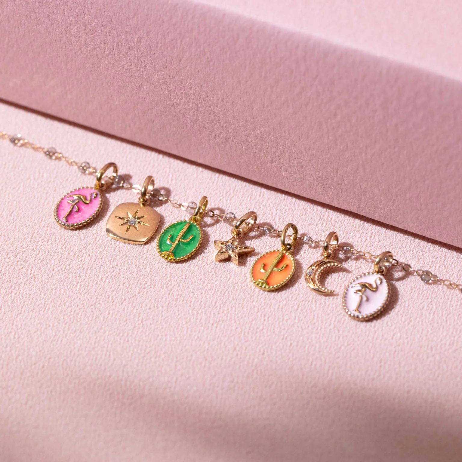 pendentif miss gigi, diamant, or rose