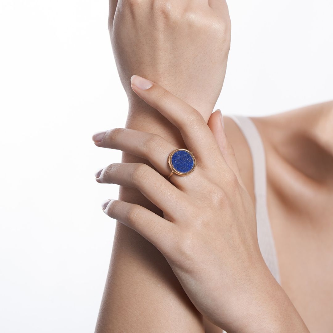 bague disc ring lapis lazuli, or rose, t 51