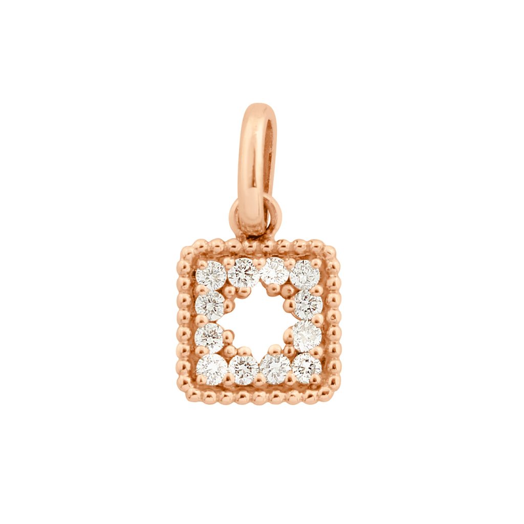 pendentif trésor, diamants, or rose
