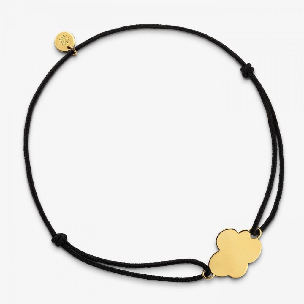 bracelet gourmette nuage cordon, or jaune