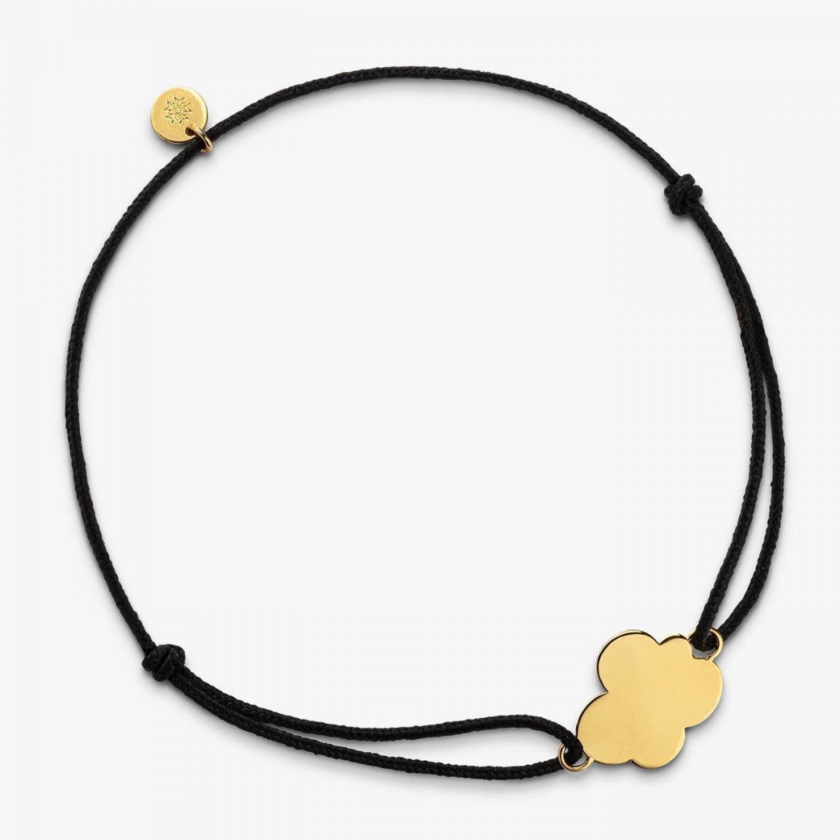 bracelet gourmette nuage cordon, or jaune