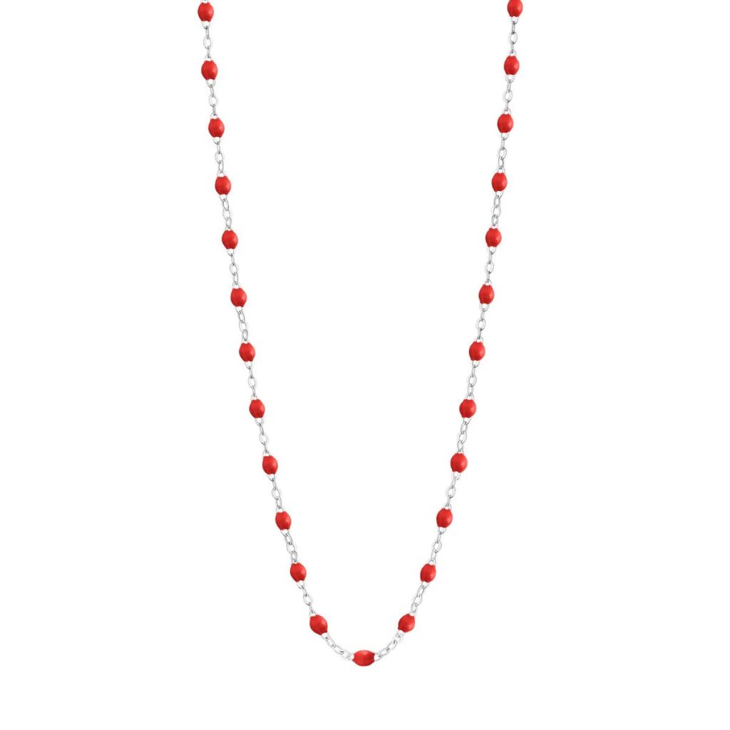 collier coquelicot classique gigi, or blanc, 42 cm.
