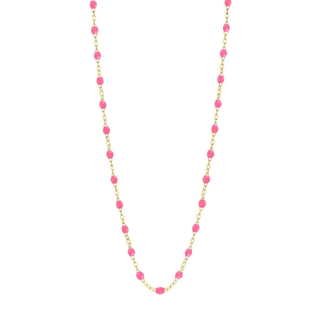 collier rose fluo classique gigi, or jaune, 42 cm