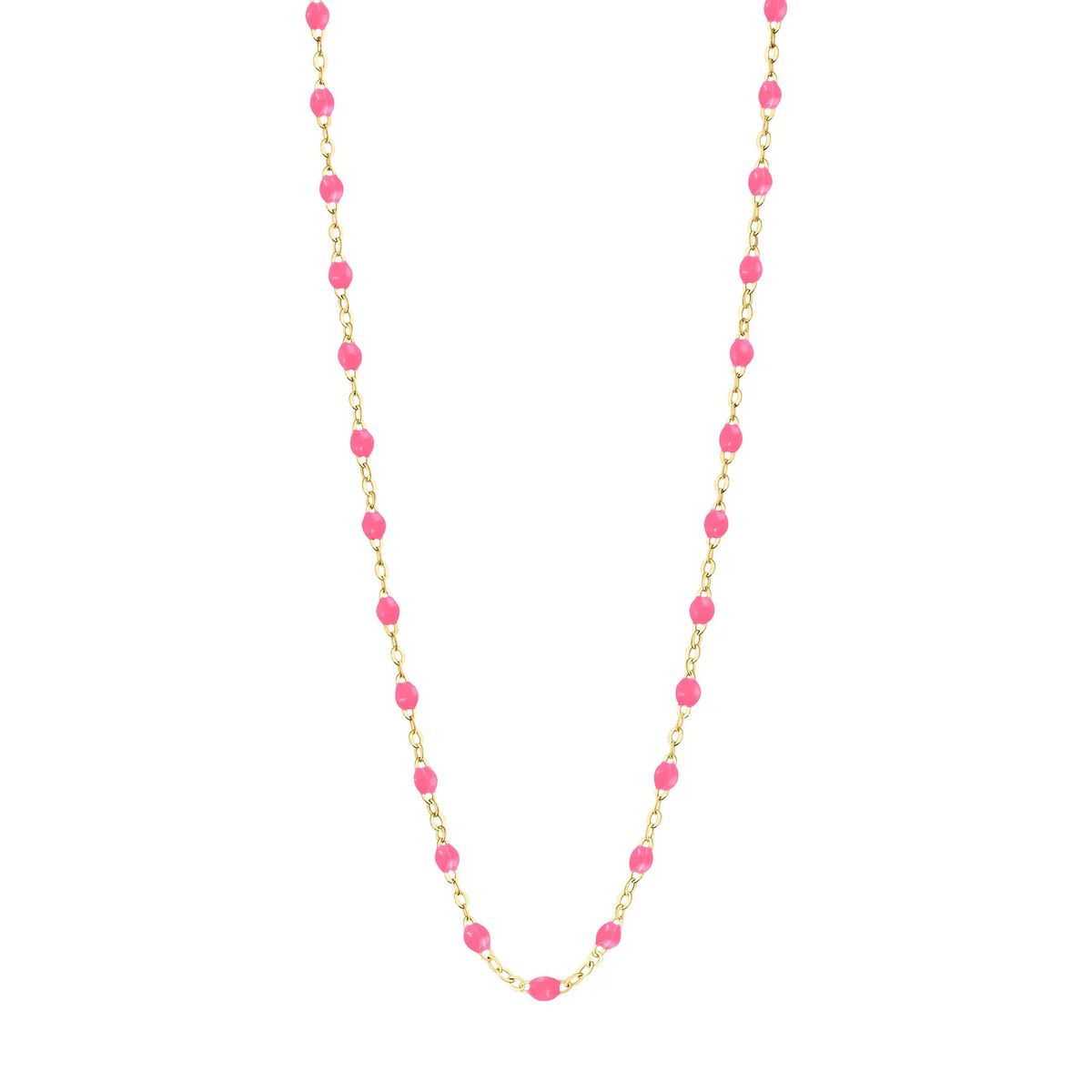 collier rose fluo classique gigi, or jaune, 42 cm