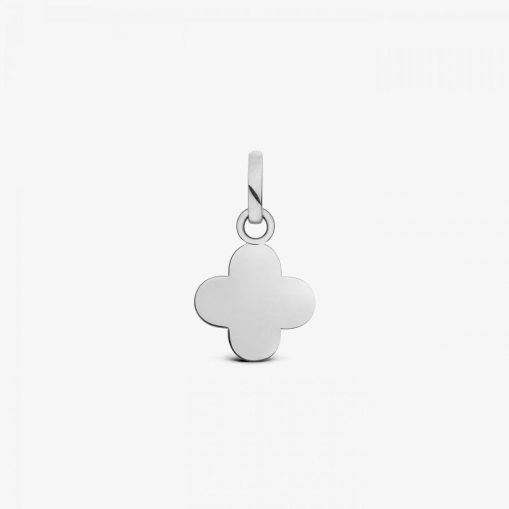 pendentif croix baby trèfle, or blanc