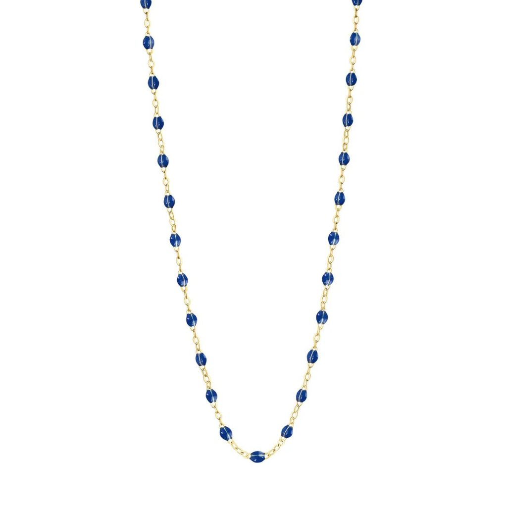collier bleu de prusse classique gigi, or jaune, 42cm