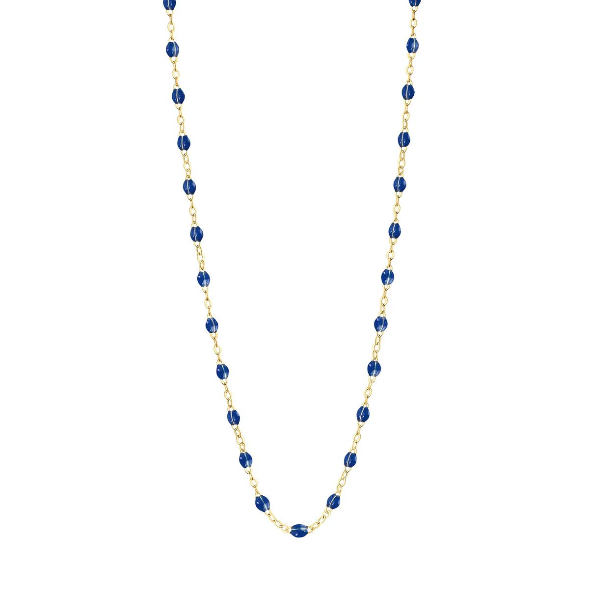 collier bleu de prusse classique gigi, or jaune, 42cm