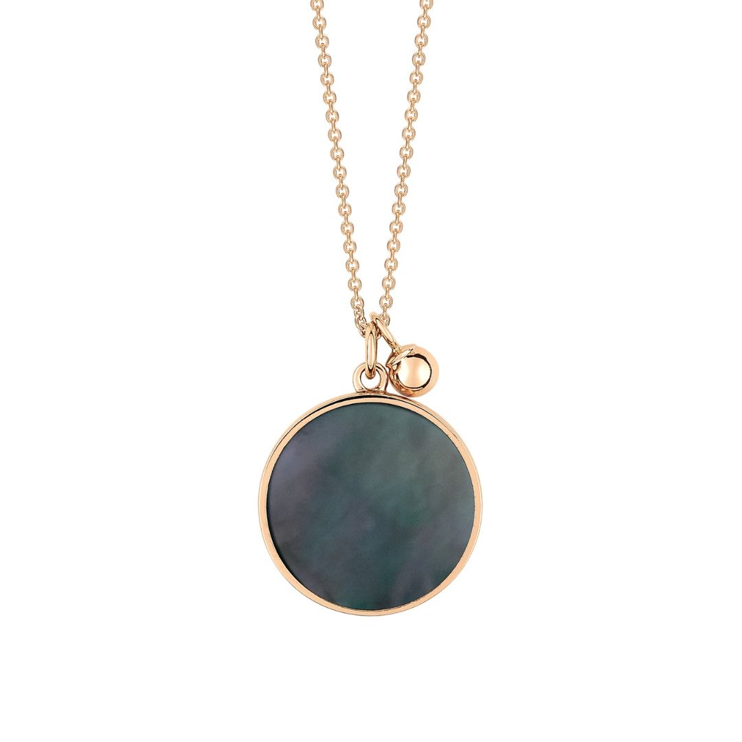 collier ever disc nacre noire, or rose