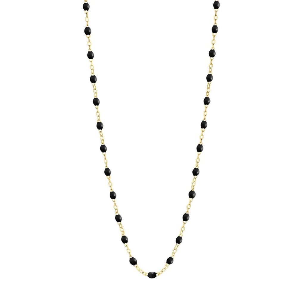 collier noir classique gigi, or jaune, 50 cm