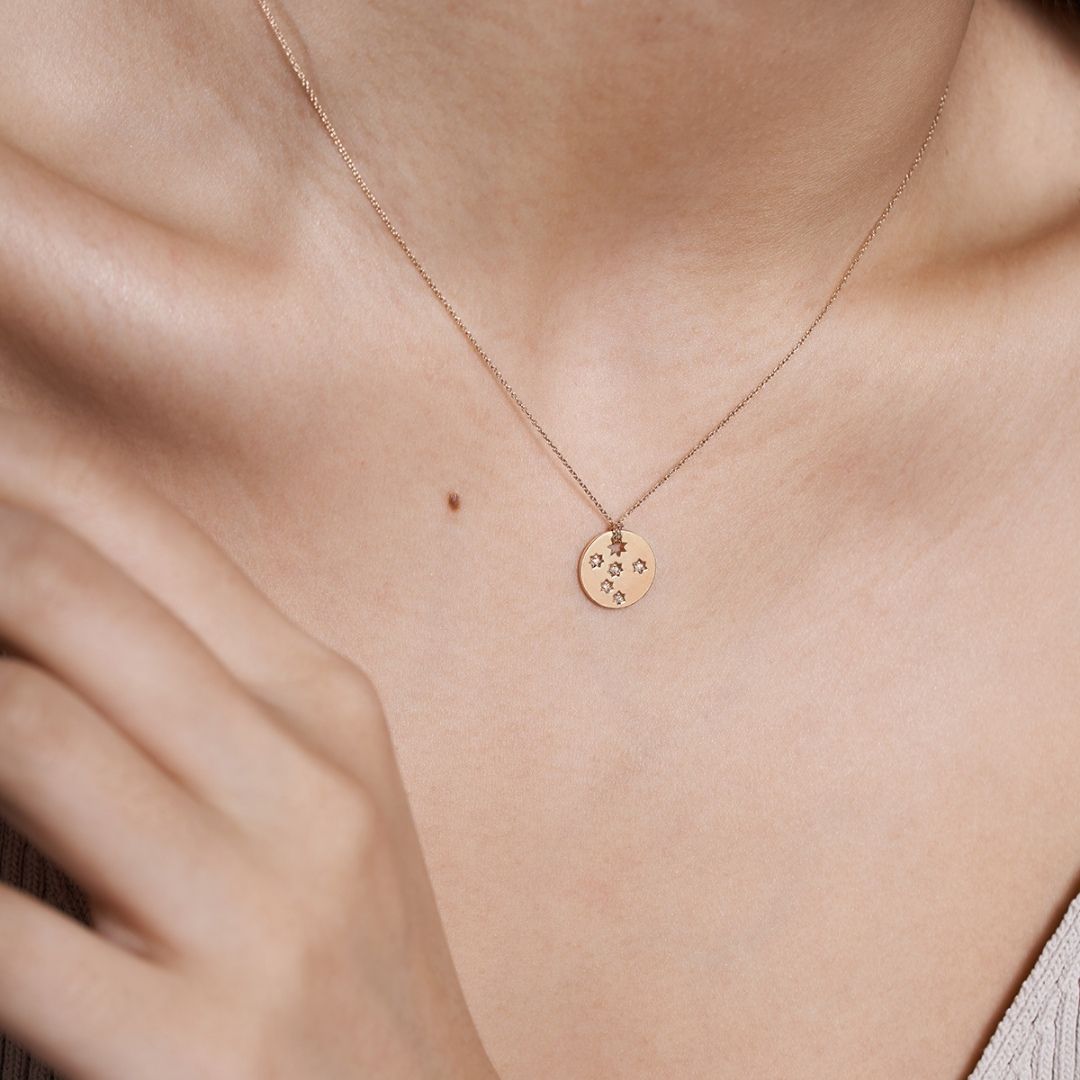 collier mini milky way diamant, or rose