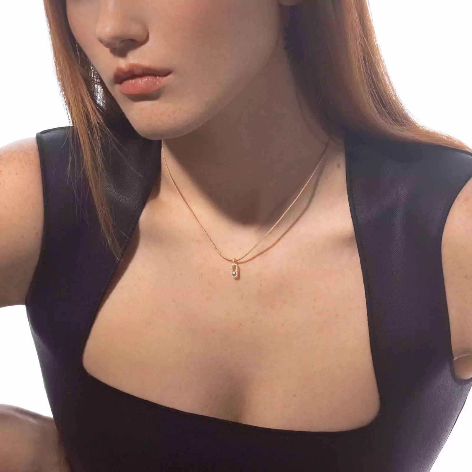 collier cordon messika care(s) beige pavé, or jaune