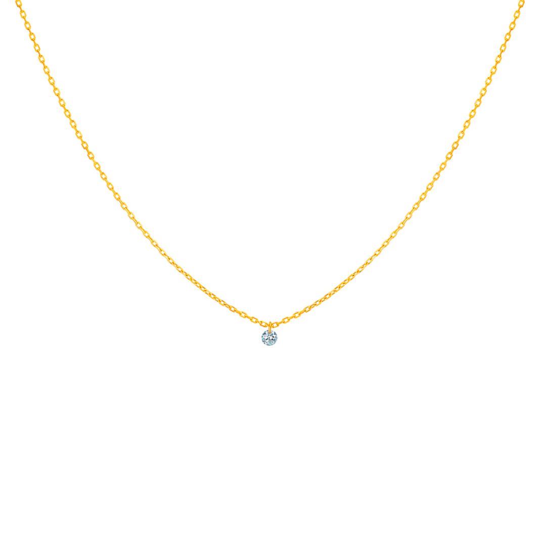 collier 360° 0.07ct diamant solitaire, or jaune