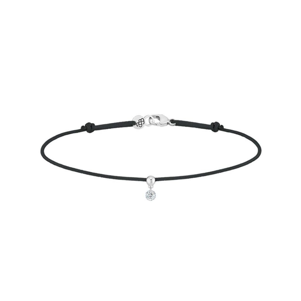 bracelet cordon bb noir diamant, or blanc