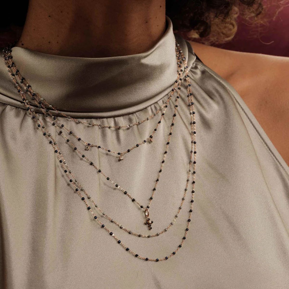 collier argent classique gigi, or rose, 42 cm