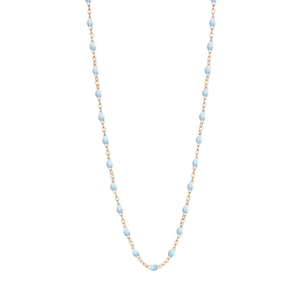 collier bleu layette classique gigi, or rose, 42 cm