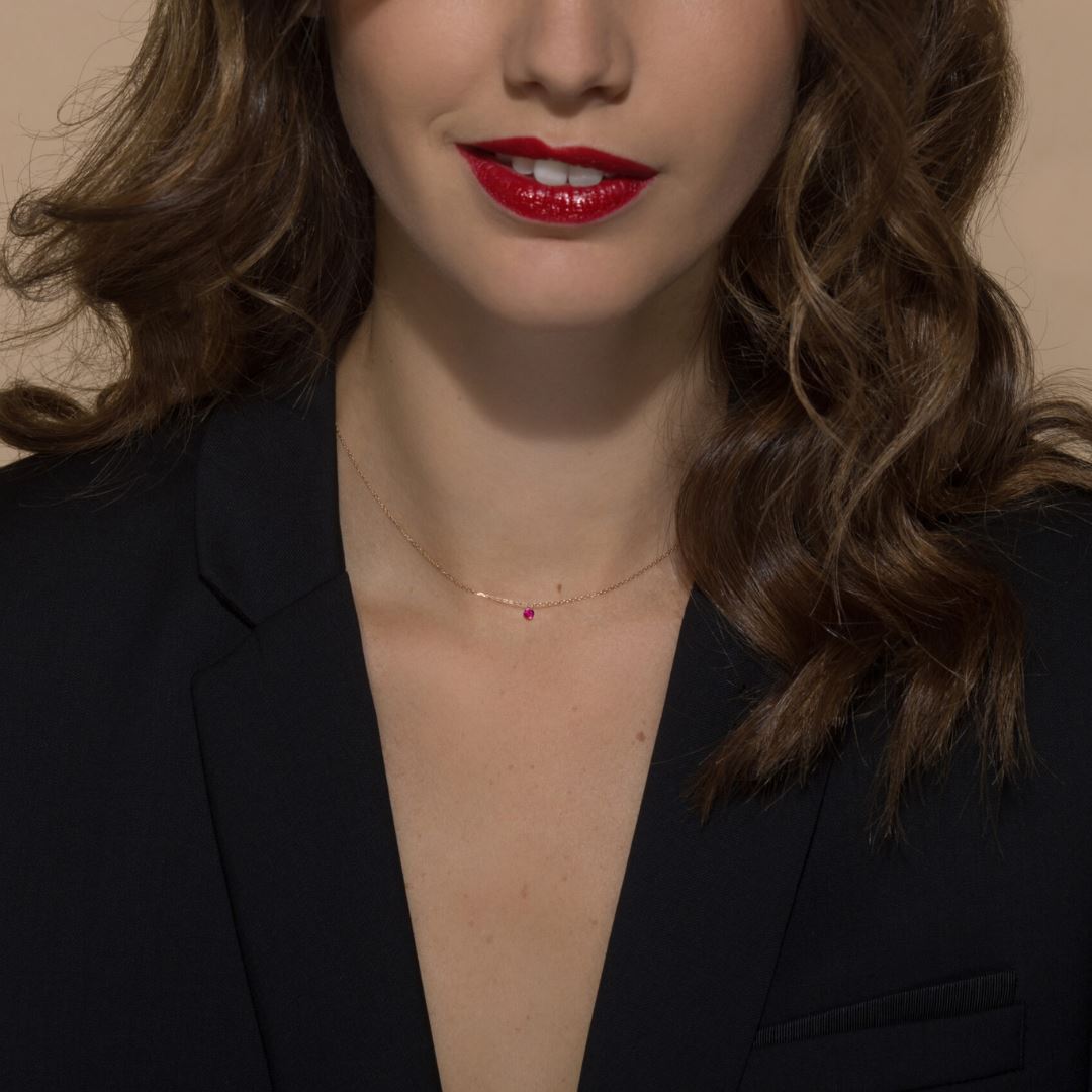 collier mini confetti rubis, or rose
