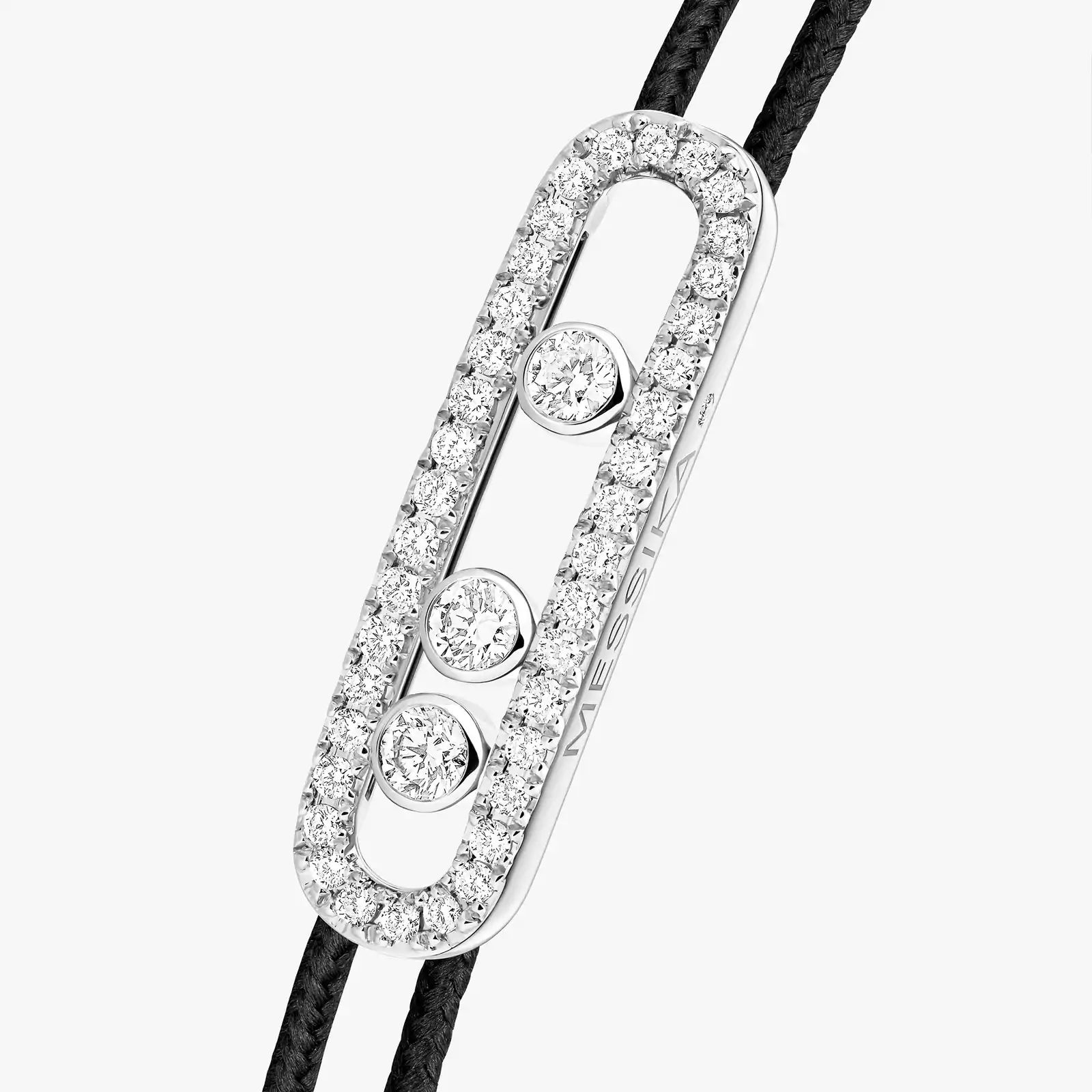 bracelet care(s) pavé cordon noir, or blanc