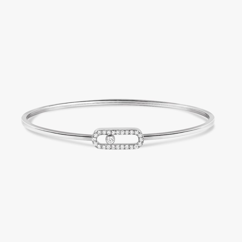 bracelet jonc flex move uno pavé mm, or blanc