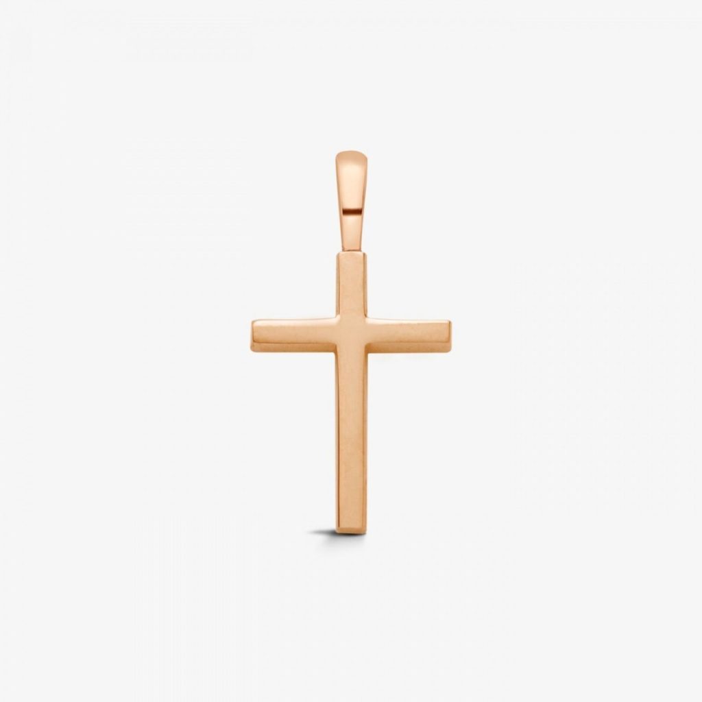 pendentif croix fil carré, or rose