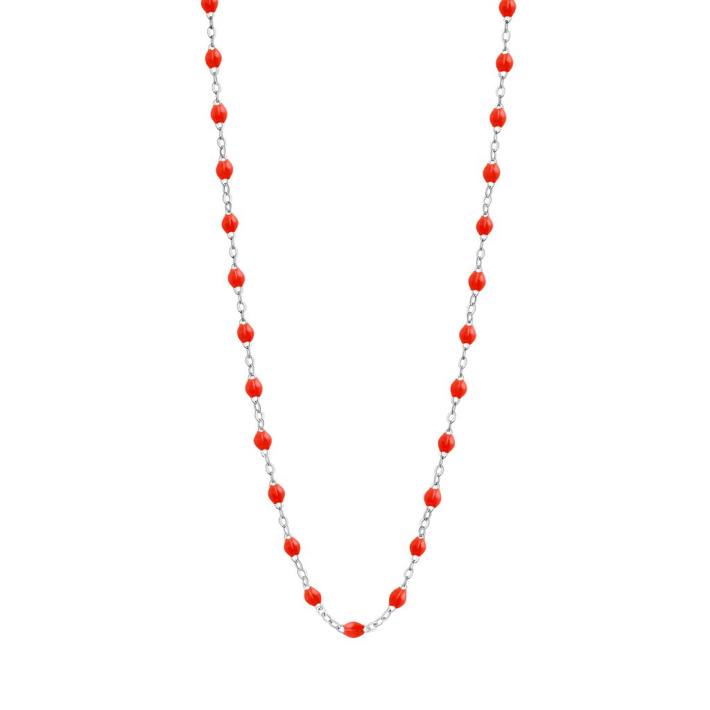 collier corail classique gigi, or blanc, 42 cm