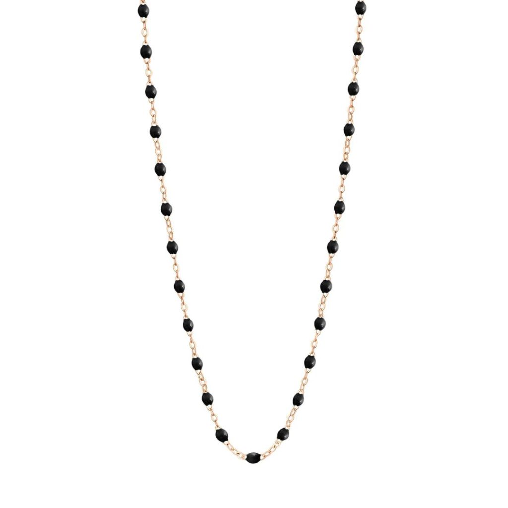 collier noir classique gigi, or rose, 45 cm