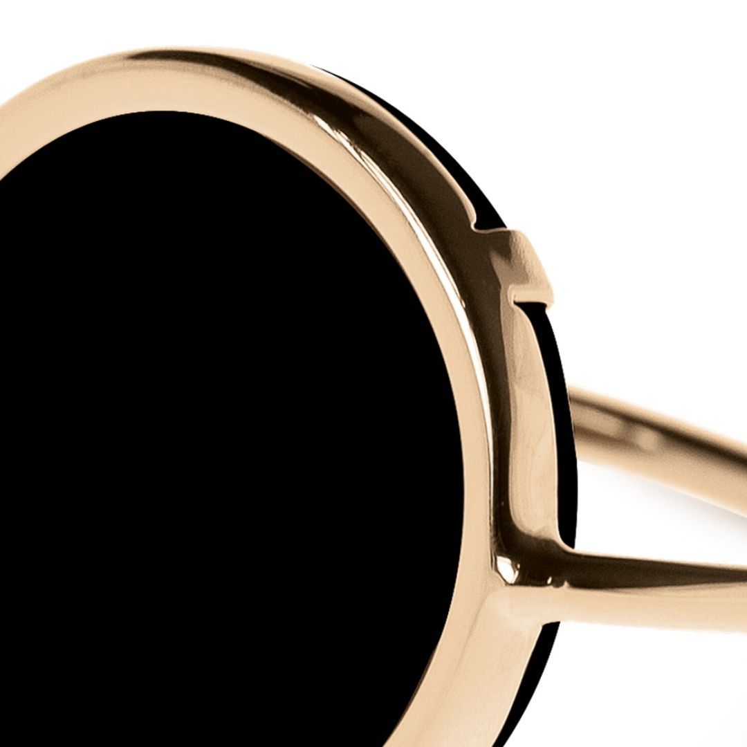 bague disc ring onyx noir, or rose, t 58