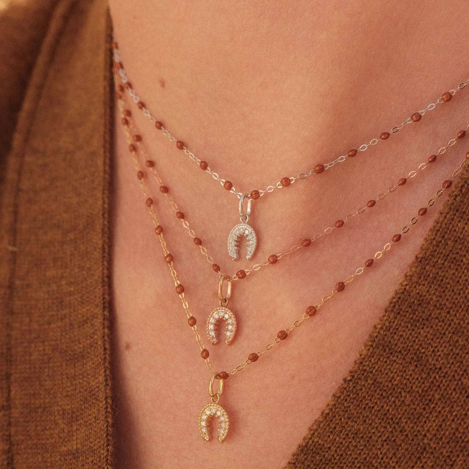collier fauve classique gigi, or blanc, 42 cm